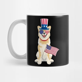 Shiba Inu Uncle Sam Hat Sunglasses Usa Flag 4th Of July Mug